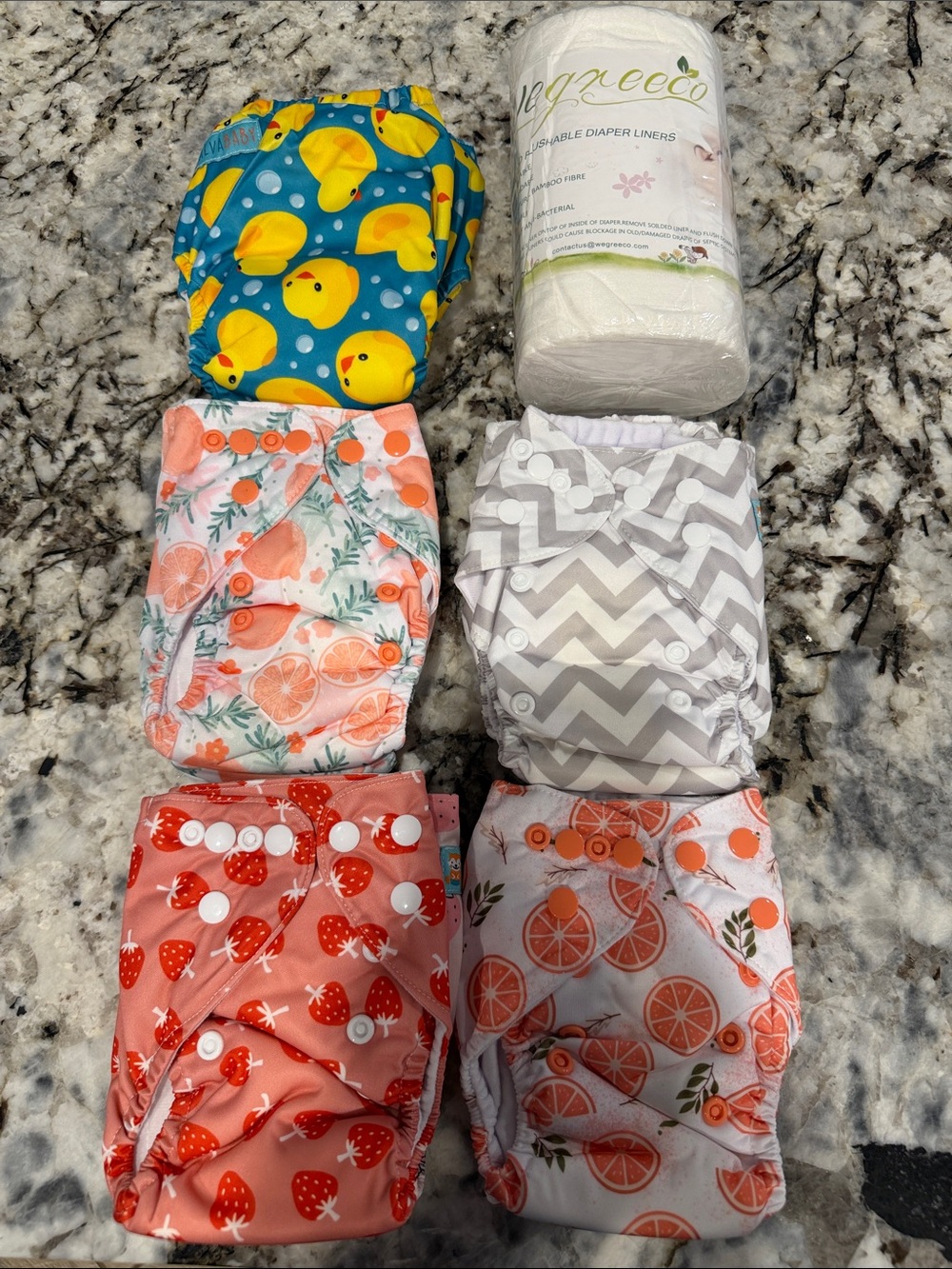 AlvaBaby Cloth Diaper 10pack with 6 additional inserts & flushable diaper liners